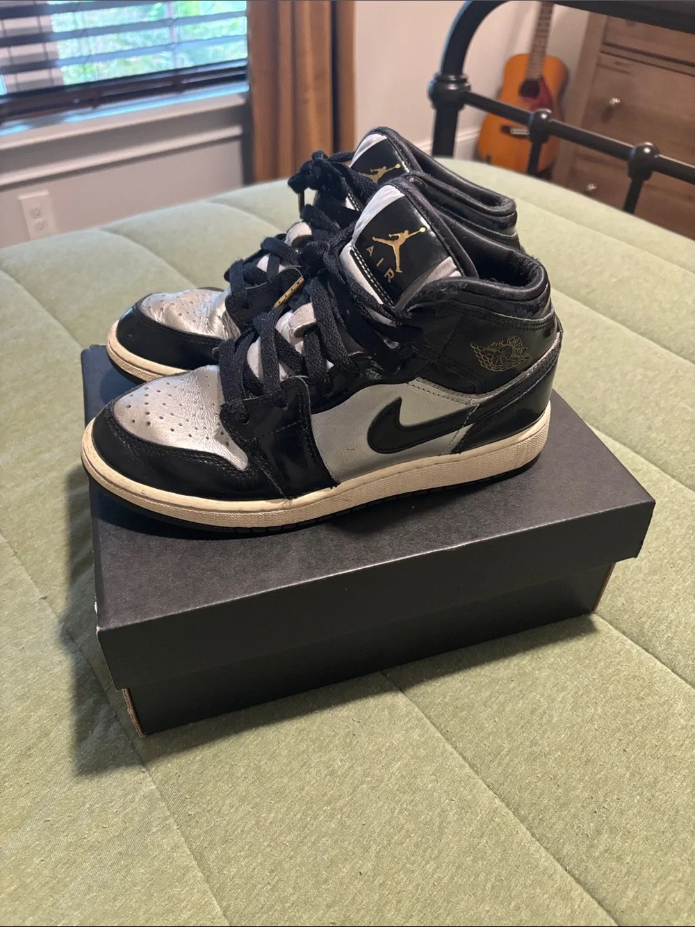 Air Jordan Kids' Black metallic gold High-Top Sneakers